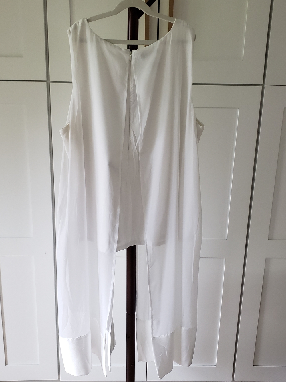 Alfani White Sleeveless Tunic With Draped Overlay - Picture 2 of 3